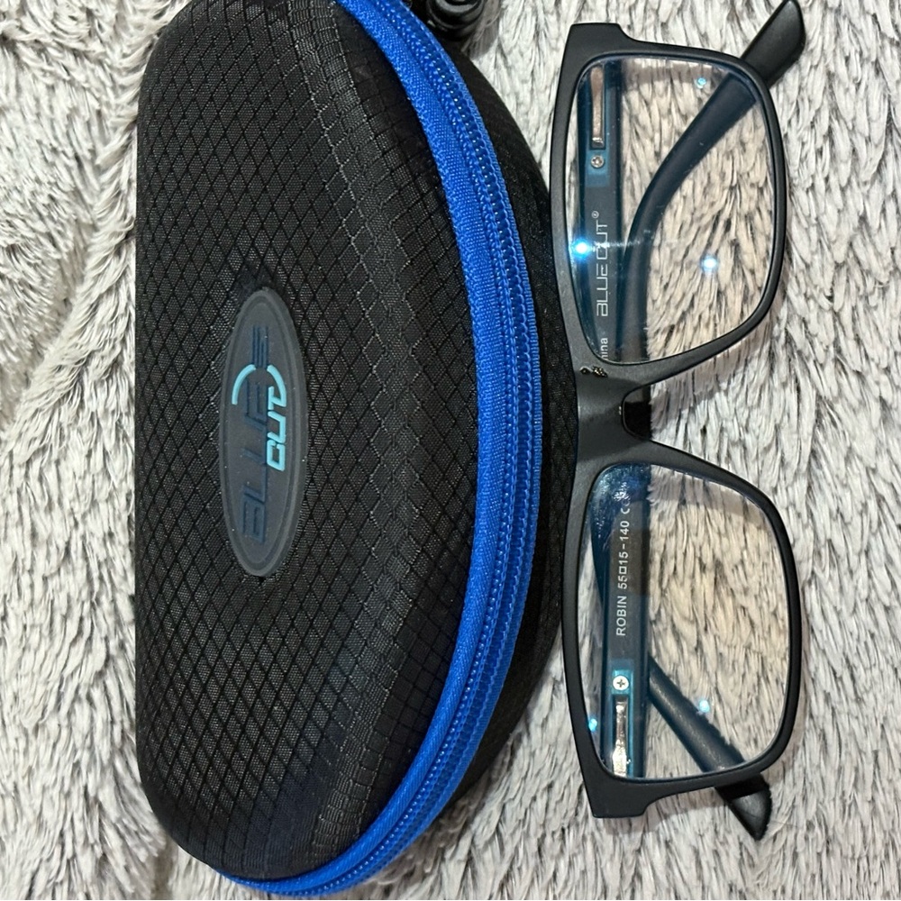 Blue Cut Rectangular Glasses With Clear Lenses - image 1